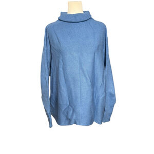 Size M ANRABESS Blue Knit Cowl Neck Long Sleeve Sweater Dropped Shoulders